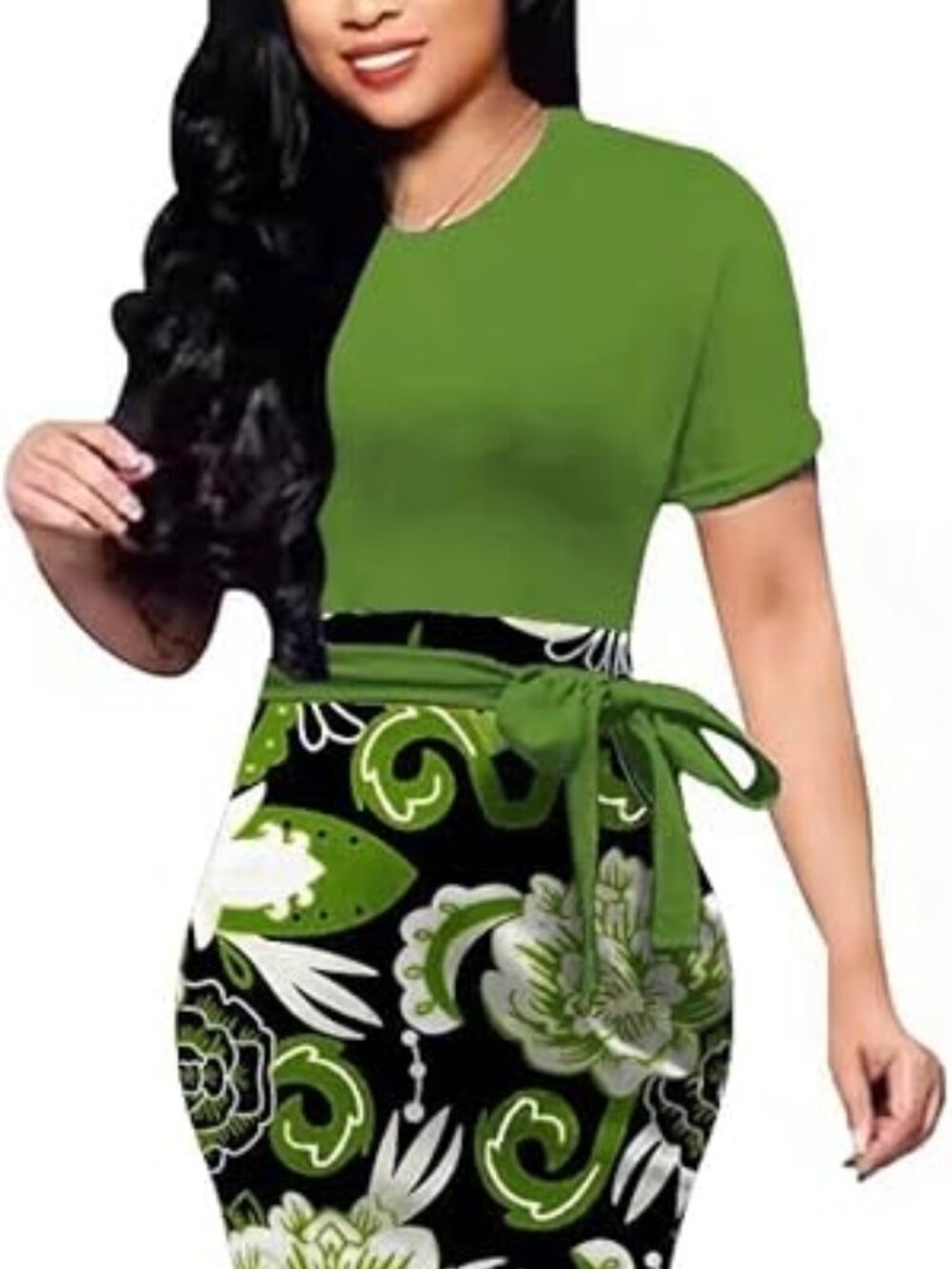 New‎ - Women Midi Bodycon Dress Work Casual Cute Floral Prints Pencil Dresses